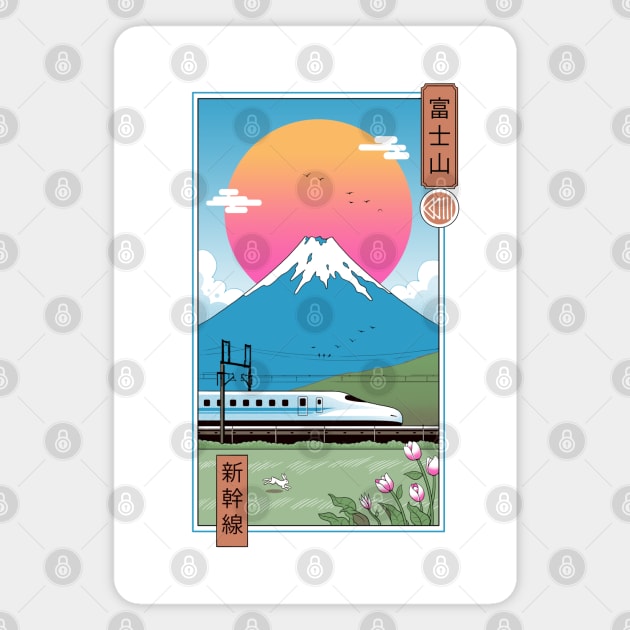 Shinkansen in Mt. Fuji Magnet by Vincent Trinidad Art